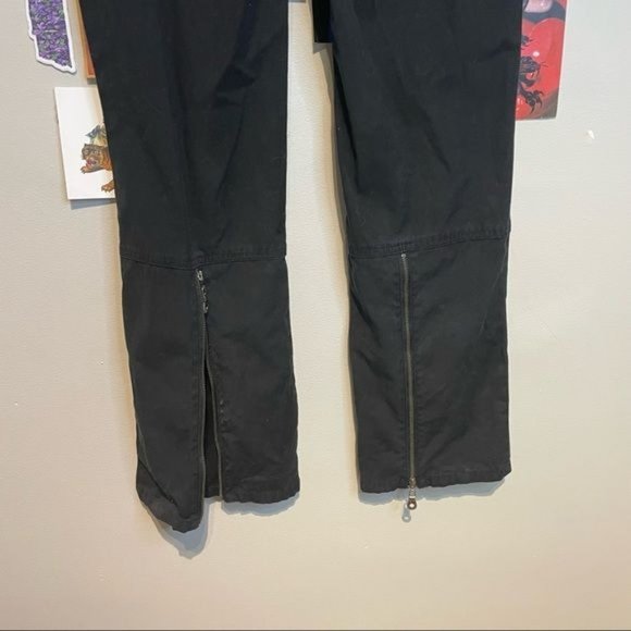 HARLEY DAVIDSON MID RISE D RING EMBROIDERED PATCH ZIP FLARE CARGO PANTS BLACK 6 - Picture 3 of 7